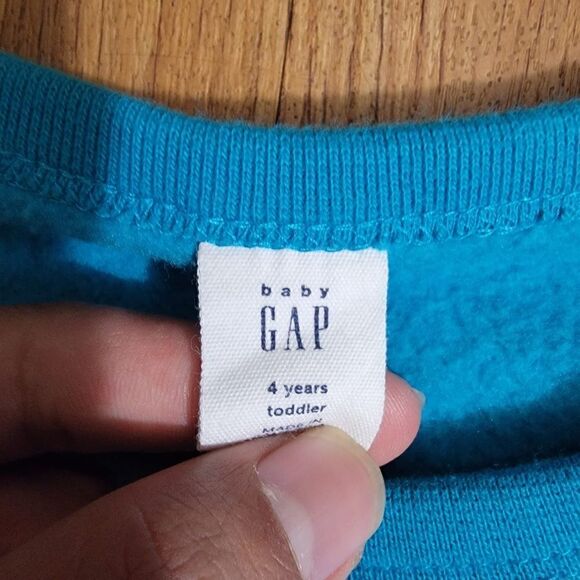 Gap Kids Dinosaur Sweatshirt Raptor T Rex Blue Fleece Yellow Decor Size 4 - Picture 6 of 6